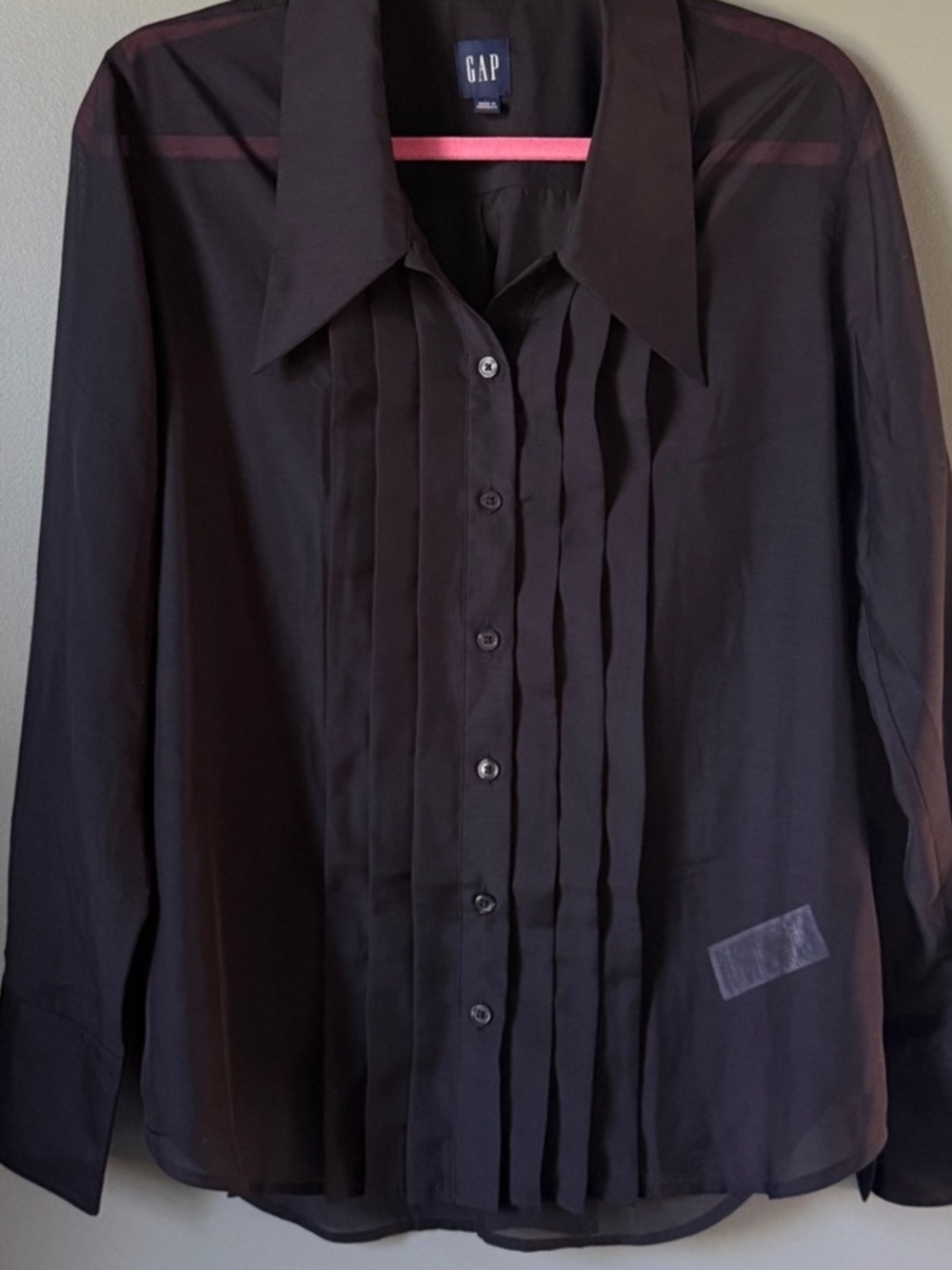 Gap Women’s Black Button-Up Sheer Blouse Size XL
